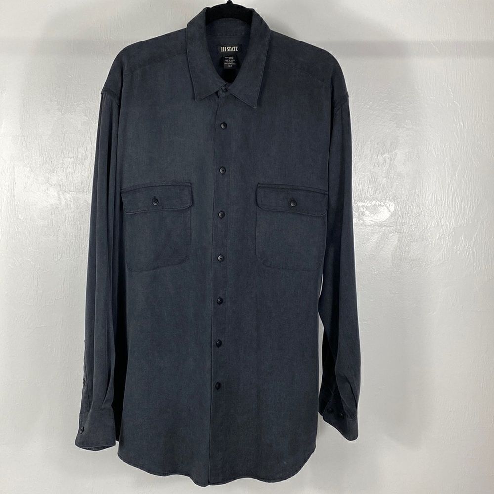 ❤️Last Chance 111 State black casual long sleeve button down shirt size XL Tall